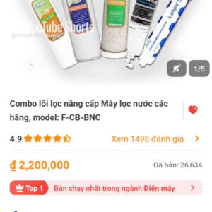 combo loi loc nang cap may loc nuoc cac hang,model:F-CB-BNC