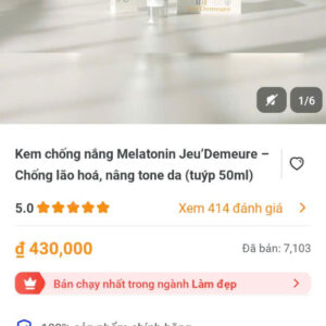 kem chong nang Melatonin Jeu'Demeure-chong lao hoa,nangtone da (tuyp 50ml)
