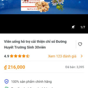 vien uong ho tro cai thien chi so duong huyet truong sinh 30 vien