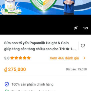 sua non to yen Papamilk Height&Gain giup tang cuong chieu cao cho tre tu 1-...