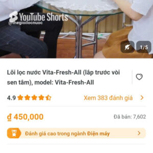 Lõi lọc nước Vita-Fresh-ALL  (lắp trước vòi sen tắm ),model: Vita-Fresh-ALL