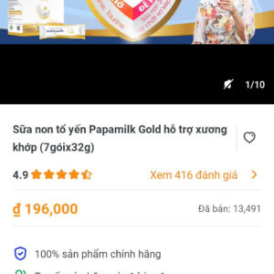 sua non to yen Papamilk Gold ho tro xuong khop (7 goix32g)