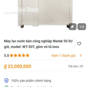 Máy lọc nước bán công nghiệp Watek 50 lít/giờ, model:WT-50T,gồm vỏ tủ inox