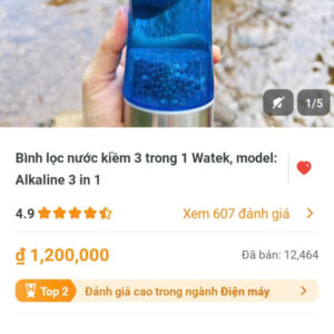 Bình lọc nước kiềm 3 trong 1 Watek,model:ALkaline 3 trong 1