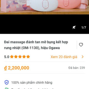 Đai massage đánh tan mỡ bụng kết hợp rung nhiệt(OM-1130),hiệu OGAWA
