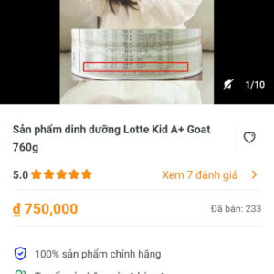 san pham dinh duong Lotte KidA+Goat 760g
