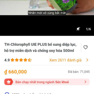 TH -chlorophyll UIE PLUS bổ sung diệp lục,hỗ trợ miễn dịch và chống o xy hoá 500 ml