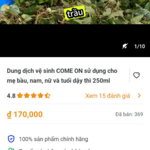 dung dich ve sinh COME ON su dung cho me bau,nam,nu, va tuoi day thi 250ml