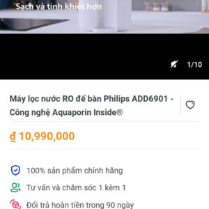 Máy lọc nước RO để bàn Philips ADD6901-Công nghệ Aquaporin Inside