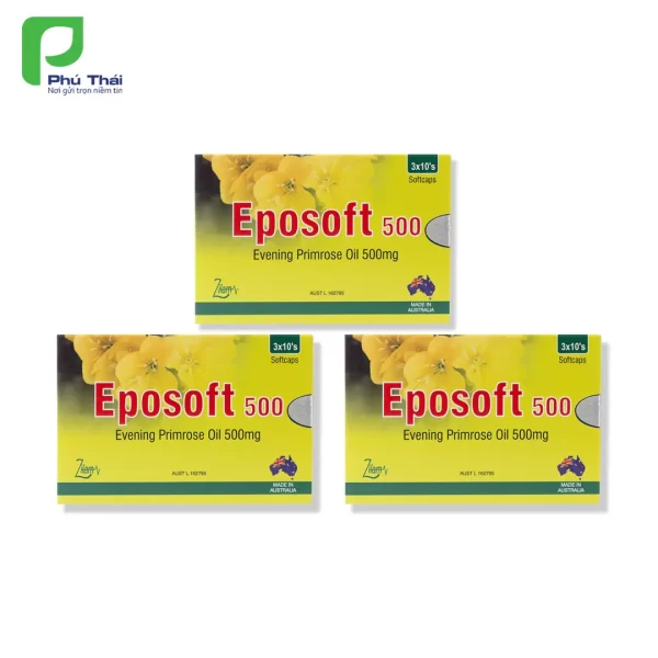 Com bo 3 hộp uống cân bằng nội tiết tố,làm đẹp da Eposoft 500(30 viên x3 hộp )