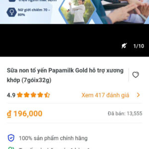 sua non to yen Papamilk Gold ho tro xuong khop (7 goi x32g)