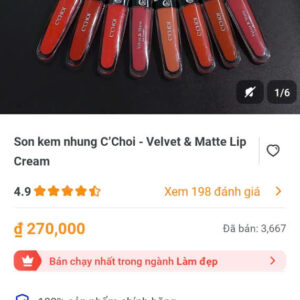 son kem nhung C'CHoi -Velvet&Mattle Lip  Cream