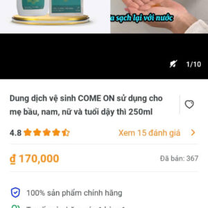 dung dich ve sinh COME ON su dung cho me bau ,nam ,nu va tuoi day thi