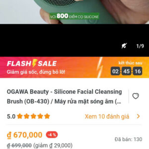 OGAWA Beauty-Siliconne Facial Cleaansing brush (OB-430)/Máy rửa mặt sóng âm