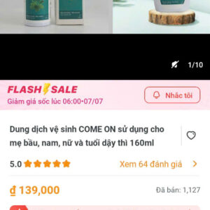 dung dich ve sinh COME ON su dung cho me bau ,nam ,nu,va tuoi day thi 160ml