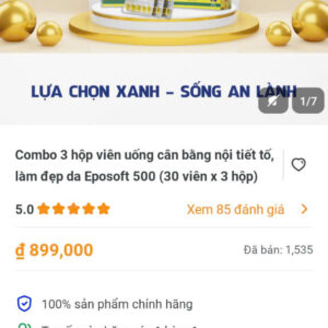 Com bo 3 hộp uống cân bằng nội tiết tố,làm đẹp da Eposoft 500(30 viên x3 hộp )