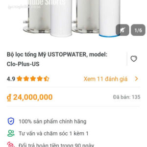 Bộ lọc tổng mỹ USTOPWATER ,model :clo-Plus-US