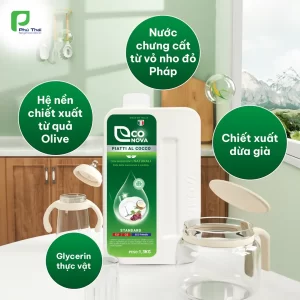 Nước rửa chén thảo mộc dừa già E conova  ( chai  1,3 kg   )