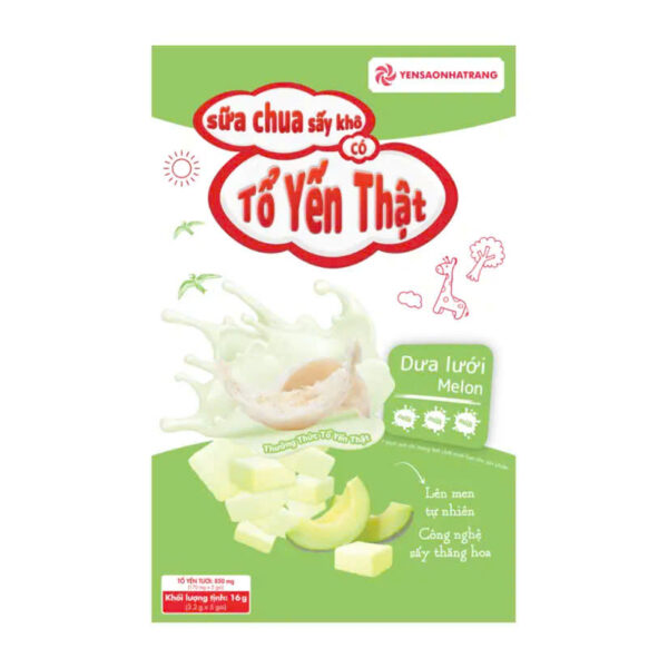 Sữa chua sấy khô có tổ yến thật-vị dưa lưới (hộp 5 gói )