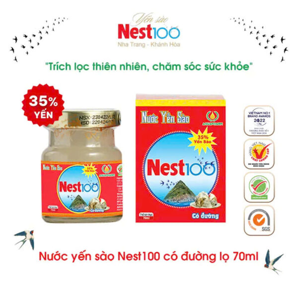 Nước yến sào  Nest100-có đường (lọ 70ml )
