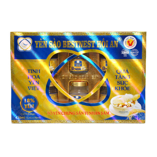 Lốc 6 hũ tổ yến chưng  sẵn BESTNEST HỘI AN 18% nhân sâm   (kèm túi)