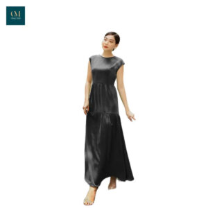 Đầm lụa tay ngắn 03 tầng rich
