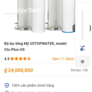 Bộ lọc tổng mỹ USTOPWATER ,model  :clo-Plus-US