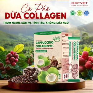 Cà phê dừa  Cappuccino Collagen-Giúp tỉnh táo,đẹp da  (20  gói x 18 g  )
