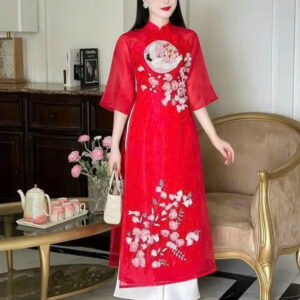 Set Áo dài  Voan thêu ý nhiên