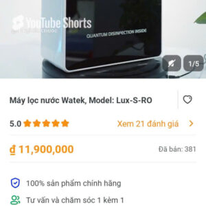 Máy lọc nước Watek ,Model :LUX-S-RO