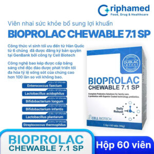 Viên nhai bổ sung lợi khuẩn Bioprolac chewble 7.1 SP (Hộp 60 viên )