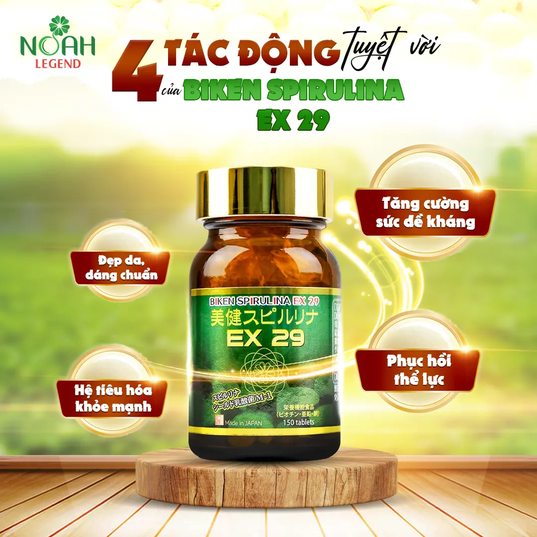 Viên uống tăng cường sức đề kháng và phục hồi thể lực BIKEN SPIRULINA EX29