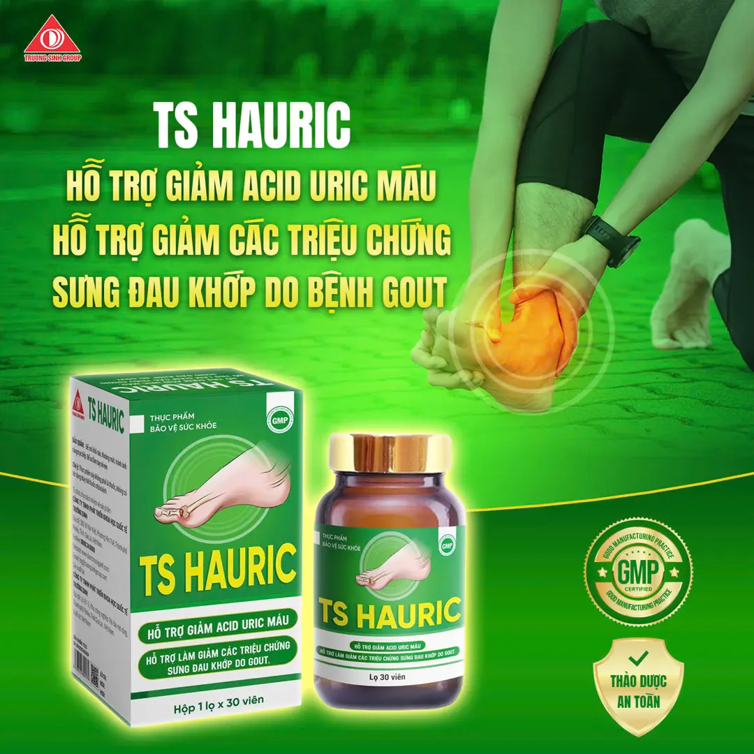 Viên uống TS Haunic hỗ trợ giảm a cid uric và sưng đau khớp do gout 30V