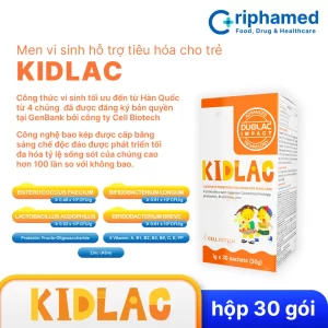 Men vi sinh hỗ trợ tiêu hoá cho trẻ Kidlac  (Hộp 30 gói )