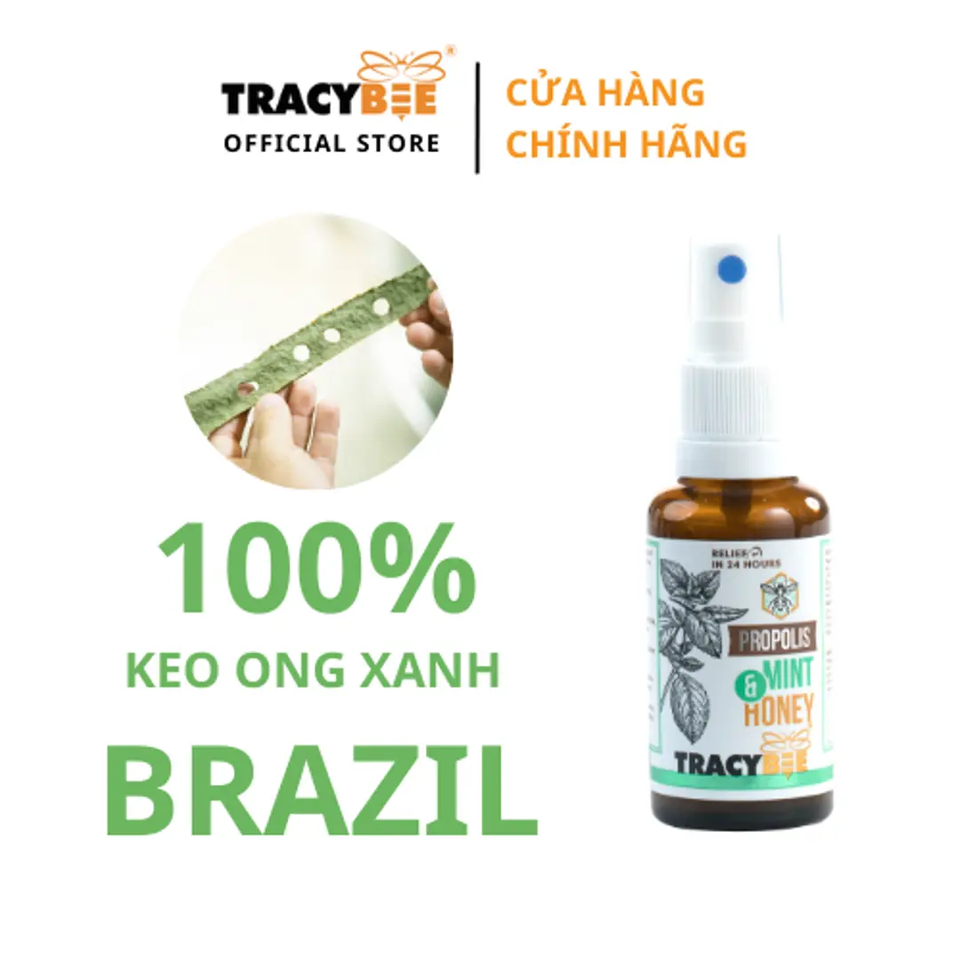 Keo ong xanh Tracy bee Propolis Mint &Honey-Giảm đau rát họng ,ho,viêm họng