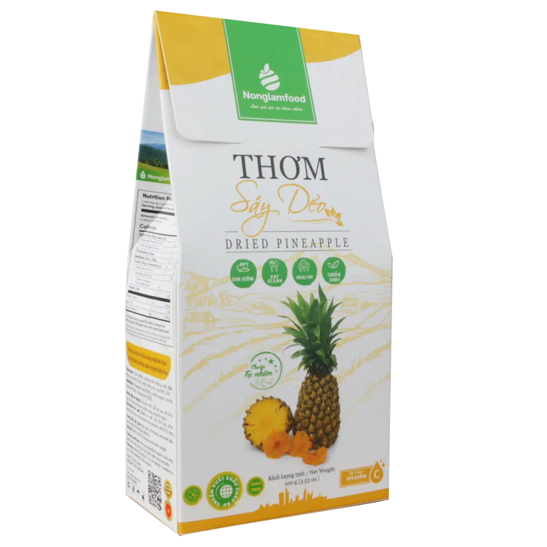 Thơm sấy dẻo Nonglamfood-hộp 100g