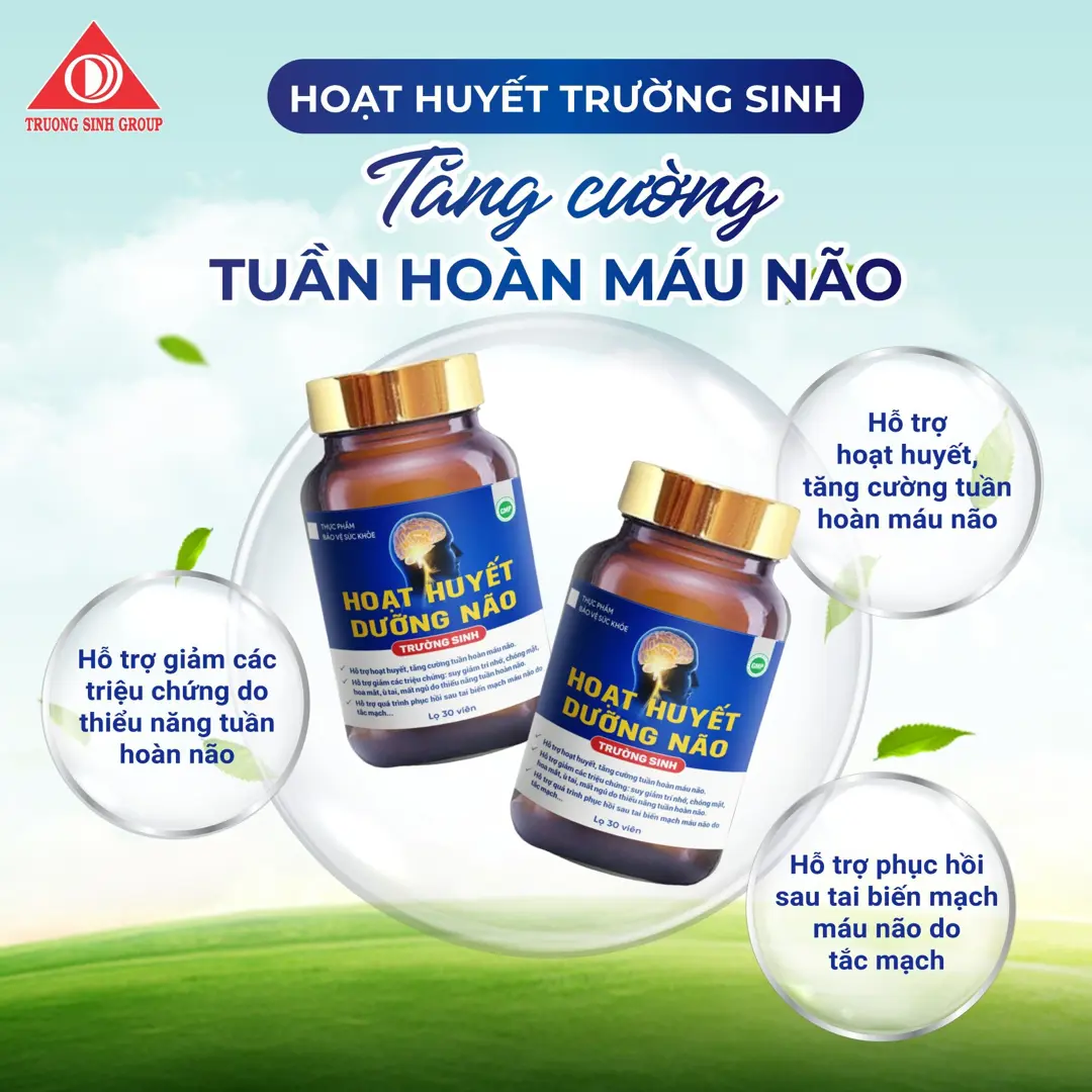 Hoạt huyết dưỡng não trường sinh giúp tăng cường tuần hoàn máu não ,cải thiện tri nhớ 30 viên