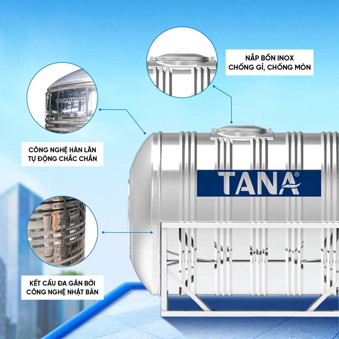 Bồn inox Tân Á ngang 4000L ĐK 1340 (phân phối từ khu vực bình định trở ra bắc )