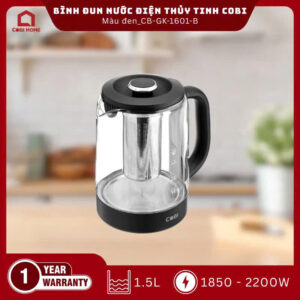 Bình đun nước điện thuỷ tinh COBI màu đen  1.5L_CB-GK-1601-B_341713
