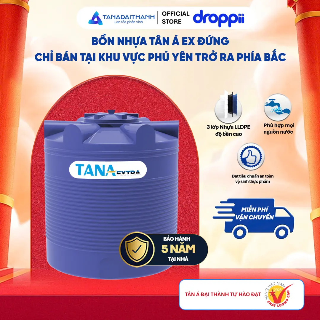 Bồn nhựa Tân á 1.000L EX-bồn đứng (Phân phối từ bình định trở ra bắc)