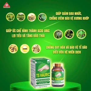 Viên uống TS Hauric hỗ trợ giảm acid uric và sưng đau  khớp do gout 30v