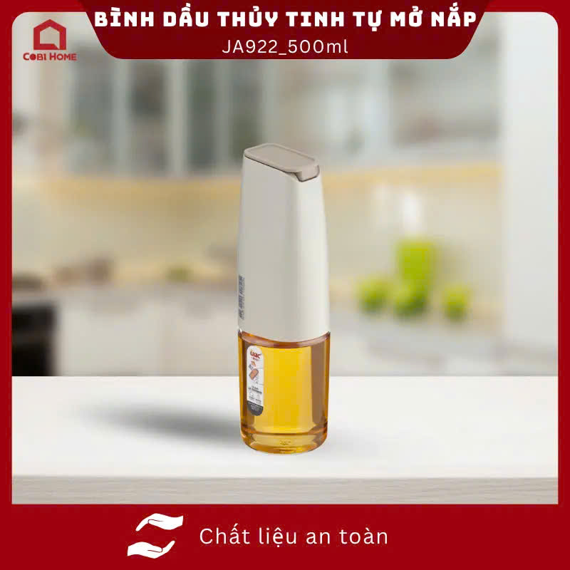Bình dầu thuỷ tinh tự mở nắp,dáng tròn ,màu ngẫu nhiên dung tích 500ml_376063