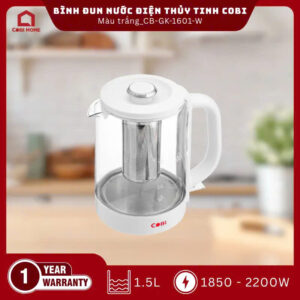 Bình đun nước điện nước thuỷ tinh COBI màu trắng 1,5L_CB-GK-1601-W_341712