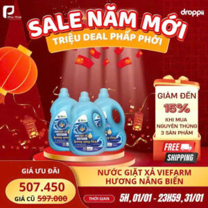 Nước giặt xả hương nắng biển VIEFARM  3,6kg